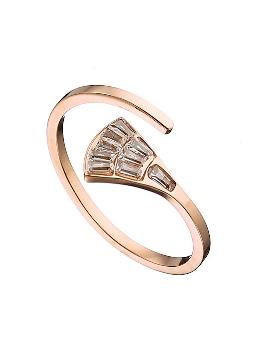 Oxzen Women's Gold Plated Steel Ring with Zircon