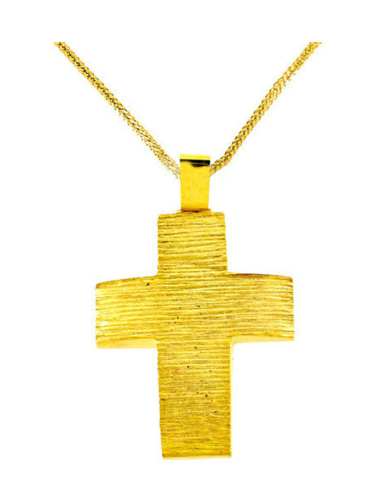 Herren Gold Kreuz 14K mit Kette