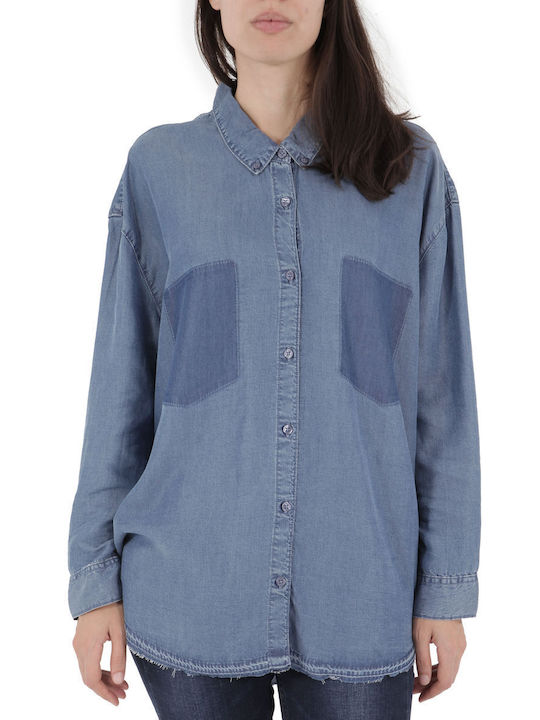 Cheap Monday Shirt Women's Long Sleeve Shirt Blue