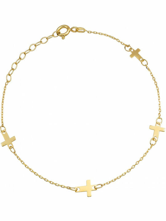 Kritsimis Bracelet with Cross design made of Gold 14K