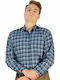Long-sleeved Cotton Shirt Checked Light Blue