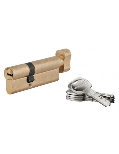 Thirard Lock Cylinder 80mm (50-30) with Knob and 5 Keys Gold
