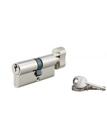 Thirard Lock Cylinder 65mm (30-35) with Knob and 3 Keys Silver