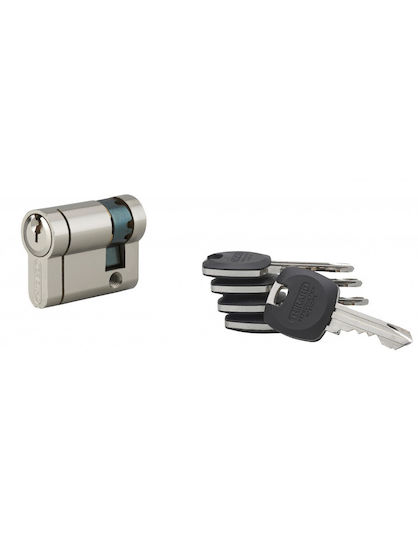 Thirard Lock Cylinder Security Half 40mm (30-10) with 5 Keys Silver