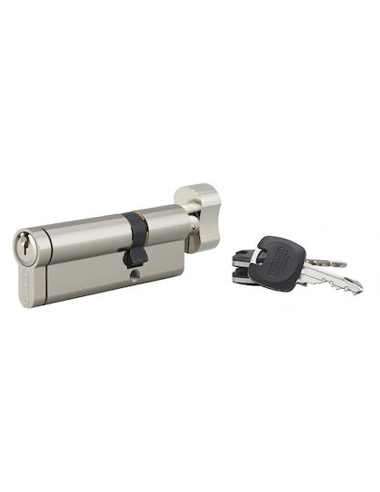 Thirard Zylinderschloss Sicherheits 85mm (30-55) mit Knauf und 3 Schlüssel Silber