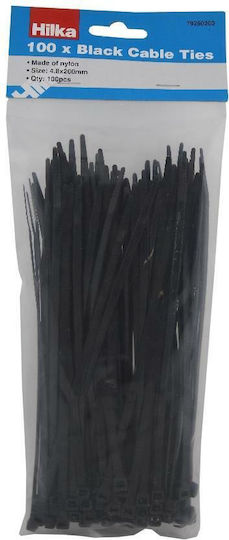 Hilka Plastic Cable Ties 150mm x 3.6mm in Black Colour (100 pcs)