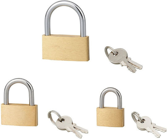 Serruprix Padlock Brass with Key 40mm 3pcs