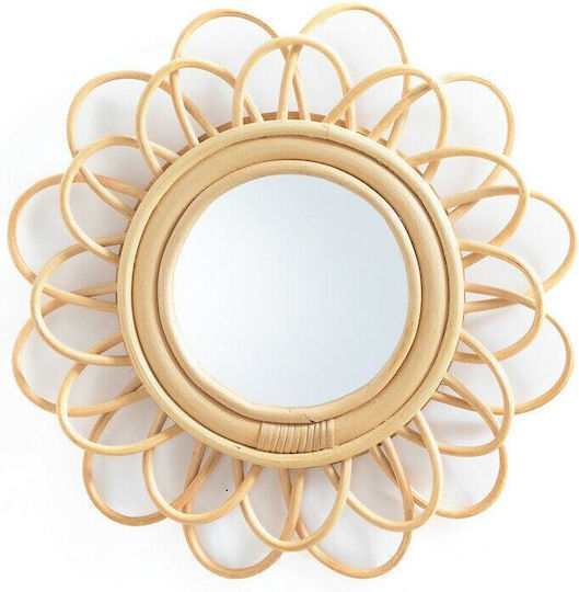 La Redoute Interieurs Wandspiegel mit Beige Rattan Rahmen Durchmesser 35cm 1Stück