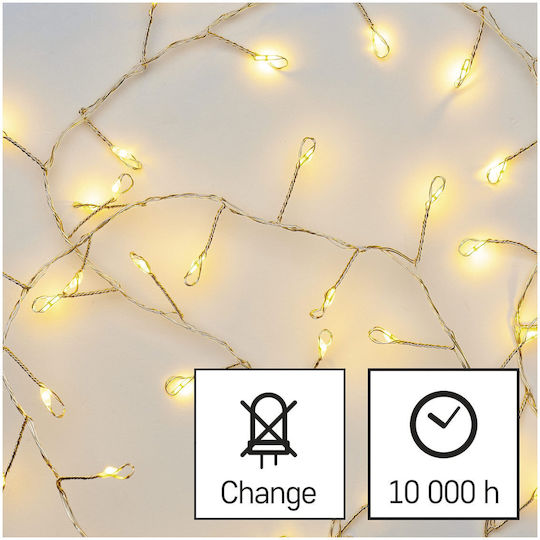 100 Lichter LED 2.4m. Warmes Weiß Batterie in Zeichenfolge 1Stück