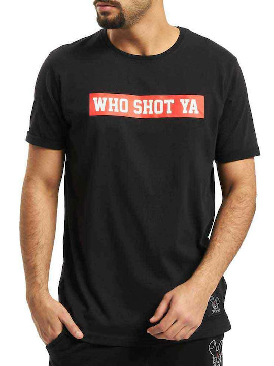 Who Shot Ya? T-shirt Bărbătesc cu Mânecă Scurtă Negru