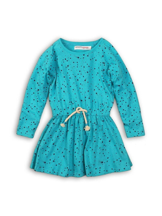 Minoti Kids Dress Long Sleeve Turquoise