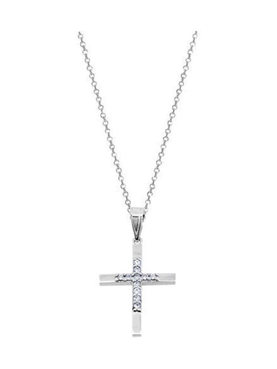 White Gold Cross 14K with Chain