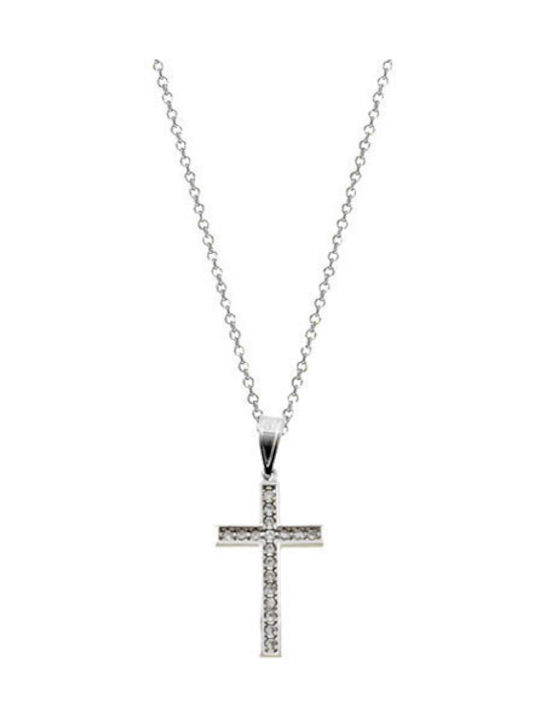 Weißgold Kreuz 14K mit Kette