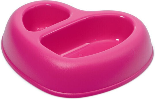 Georplast Schale Amore Doppel 27 X 22,5 X 6,5 cm Schalen Futter & Wasser für Hund & Katze 2x in Fuchsia Farbe