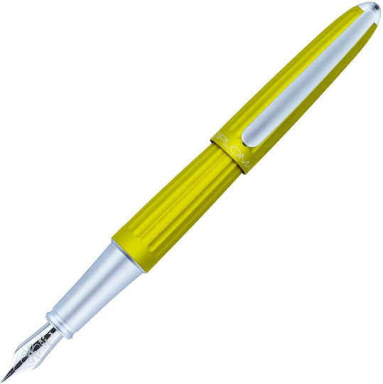 Diplomat Aero Citrus Stilou Medium 0.8mm Galben Din Aluminiu Cu Cerneală Albastră