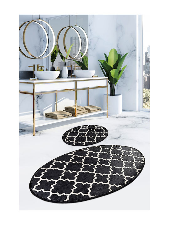 Bath Mats Set Oval Kupa Black 2pcs