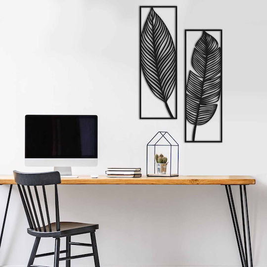 Wanddekoration Silhouette Mt-2 Schwarz aus Metall 24x1.5x73cm 2 Stück