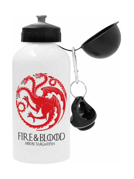 Koupakoupa Got House Targaryen Fire Blood Μεταλλικό Cycling Aluminum Water Bottle 500ml White