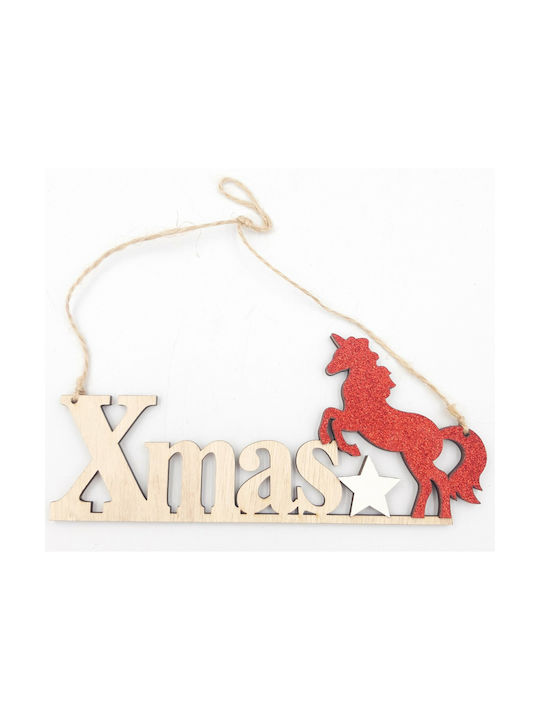 Κρεμαστο Μονοκεροσ 2 Σχεδια Christmas Wooden Ornament Red