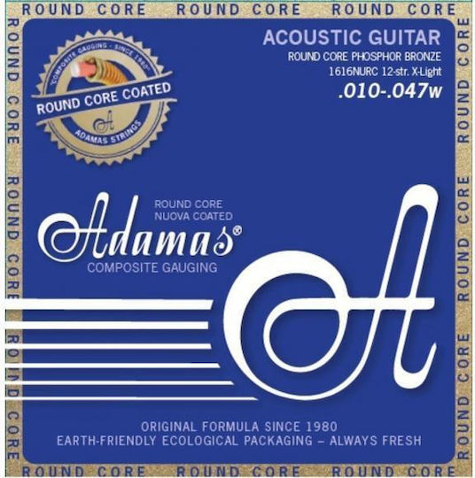 Adamas Nuova Corzi Pentru Chitară Acustică Coated Round Core Set Fosfor Bronz 10 - 47
