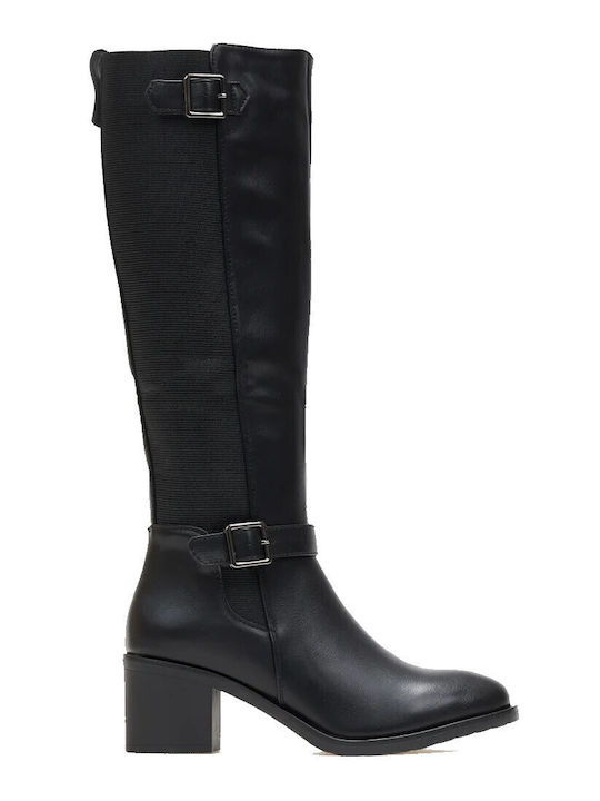 Super Mode Medium Heel Riding Boots Black