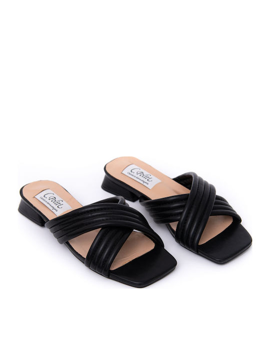 Leather Women's Flat Sandals Anatomic in Black Color