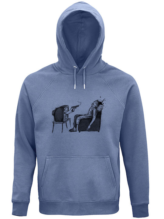 Blau mit Kapuze