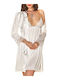 FMS Winter Bridal Women's Robe with Nightgown White JRM2662-White