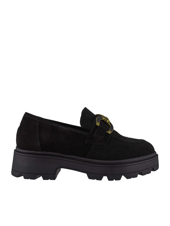 Stefania Leather Women's Moccasins in Black Color