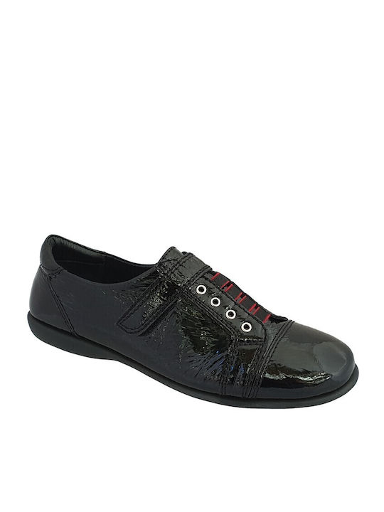 Leder Damen Mokassins in Schwarz Farbe