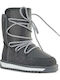 Leather Snow Boots with Laces & Fur Gray