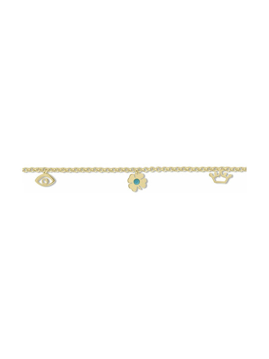 Ekan Kids Bracelet Chain from Gold 14K with Evil Eye