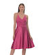 Farmaki Summer Midi Dress for Wedding / Baptism Satin Fuchsia