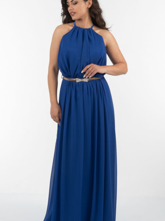 Korinas Fashion Maxi Φόρεμα για Γάμο / Βάπτιση Μπλε