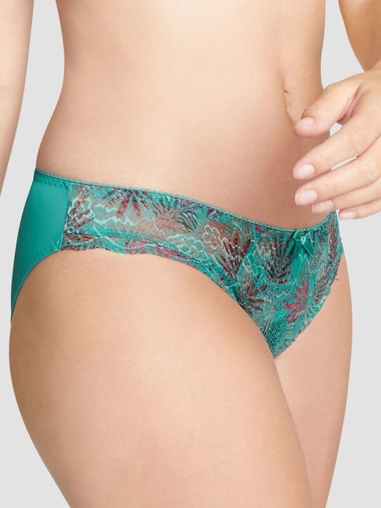 Damen Slip mit Spitze Türkis