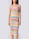 Sommer Midi Damenkleid Gestrickt Gestreift