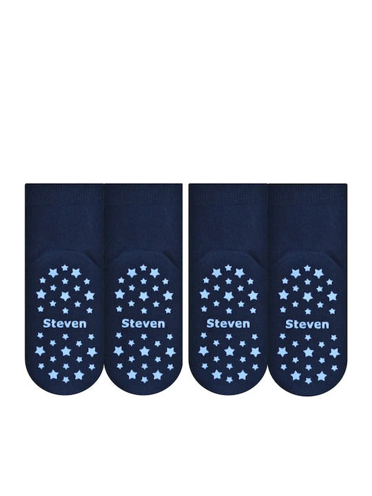 Steven Non-slip Kids' Long Socks Blue 2 Pairs