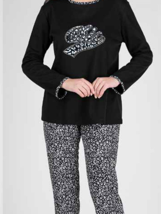 Relax Lingerie Winter Women's Pyjama Set Cotton Black