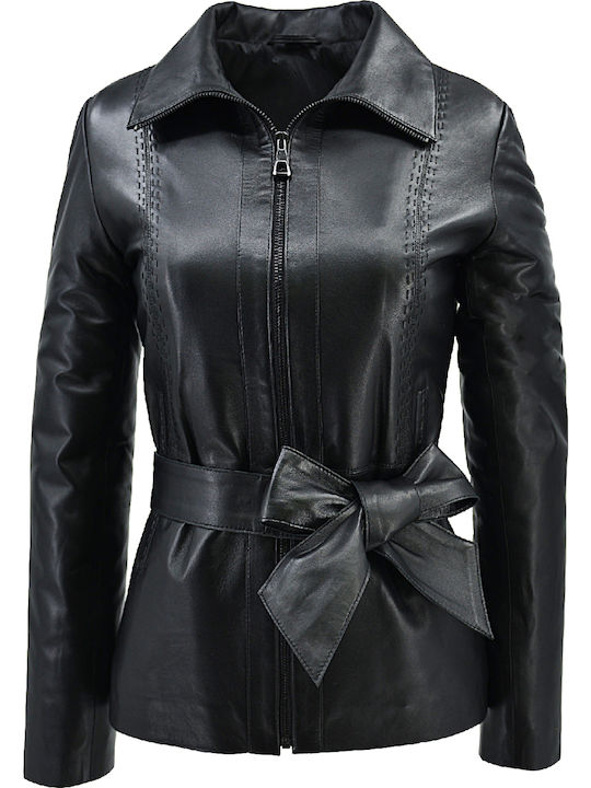 Piele Jachetă de femei Biker Jacket Negru