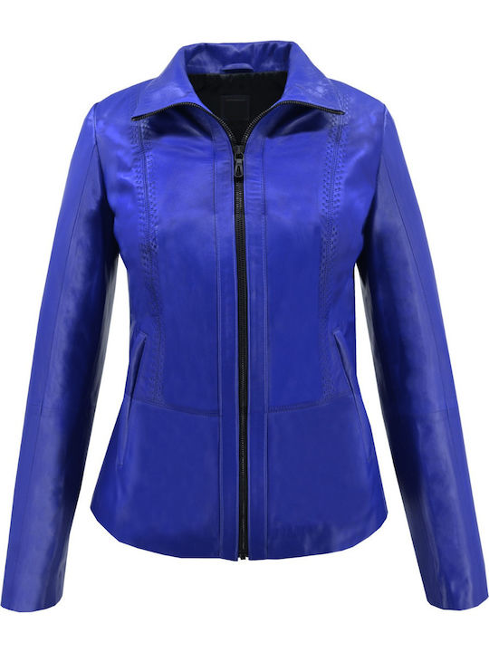 Piele Jachetă de femei Biker Jacket Albastru