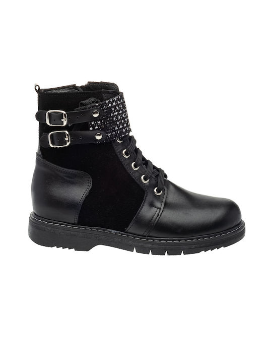 Aby Kids Military Boots with Zipper Black