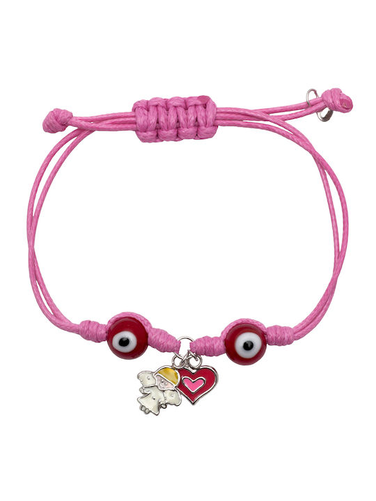 Woofie Kinderarmband Makramee aus Silber mit Böses Auge