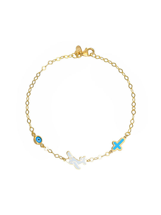 Ioannis Kosmima Kids Bracelet Chain from Gold-plated Silver with Σταυρό