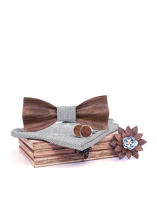 Legend Accessories Wooden Bow Tie Set with Pin,...