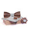 Legend Accessories Wooden Bow Tie Set with Pin, Cufflinks and Pochette Gray