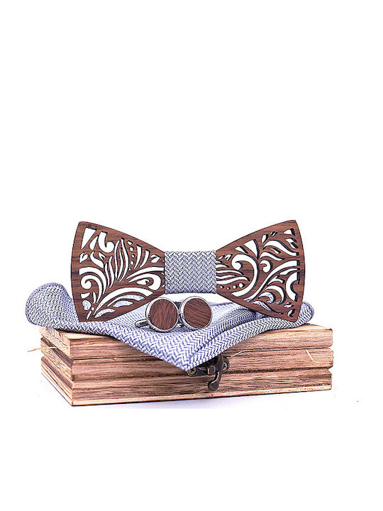Legend Accessories Wooden Bow Tie Set with Cuff...