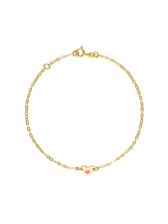 Ioannis Κόσμημα Kids Gold Chain Bracelet 14K with Heart for Girl