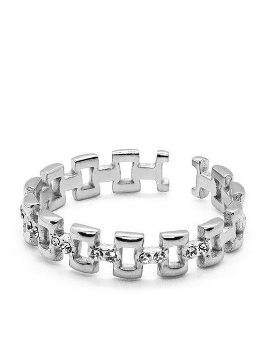 Piercing.gr Γυναικείο Δαχτυλίδι με Ζιργκόν από Ατσάλι Επιχρυσωμένο