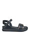 Flache Sandalen für Damen mit Riemen in Schwarz Farbe