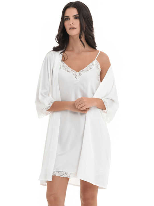 Primavera Summer Women's Pyjama Set Satin White